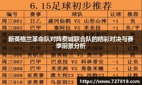 新英格兰革命队对阵费城联合队的精彩对决与赛季前景分析